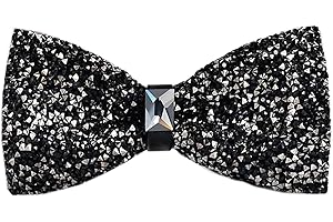 PINEPAN Noeuds en strass pour hommes Noeuds pré-noués scintillants à longueur réglable Noir