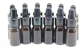 YIZHAO Flacon Compte Gouttes 5ml, Ambré Flacon Huile Essentielle Vide avec Pipette Verre, pour Huile Essentielle, Aromathérapie, Laboratoire, Massage, Cosmétique, Voyage - 12 Pcs