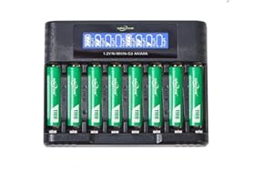 1100mAh Ni-MH AAA Bateria z ładowarką,SUNLYTOUR 8 Sztuki 1100mAh AAA Ni-MH Baterie z 8 Gniazdami AAA AA Ładowarka,Ładowanie do 1200 Cyklów