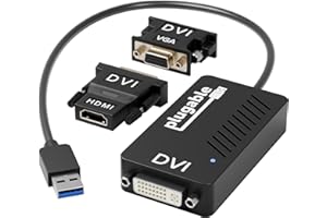 Plugable USB 3.0 to DVI/VGA/HDMI Video Graphics Adapter for Multiple Monitors up to 2048x1152 Supports Windows 11, 10, 8.1, 7, XP, and Mac 10.14+