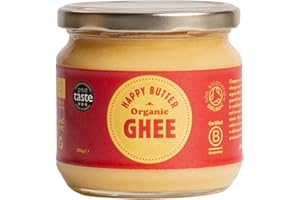 Happy Butter | Organic Ghee 300g – Grass-Fed British Clarified Butter | Lactose & Casein Free | Rich in Vitamins A,D,E & K | Award-Winning Organic Ghee for Cooking, Baking & Bulletproof Coffee |