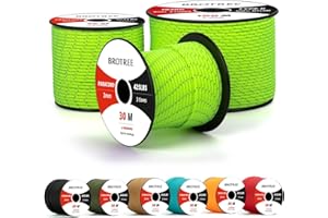 Brotree Paracord 3mm 30M Cuerda 100% Nylon Tipo II 3 Hebras Cuerda Paracord 425 para Exterior, Bricolaje - 192 kg Carga de Rotura (Reflectante Verde Neón)