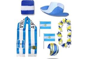 Sonia Originelli Fanset Fanartikel Fanhut Blumenkette Fanschal Schweißband Fähnchen Perücke WM EM Farbe: Argentinien Irokese