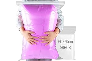 GESDYO 20PCS Large Travel Clothes Storage Bags Clear Seal Bags Waterproof Luggage Organiser Resealable Large Plastic Luggage Pouch Ideal for storing large coats, clothes, quilts etc. 60×70CM