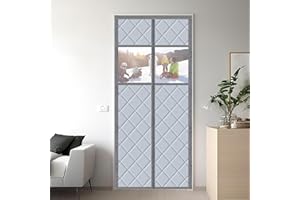 Dawdix Magnetic Thermal Door Curtain 80x200CM,Keep Warm Thermal Door Cover Externally Visible Insulated Door Cover, Thermal Insulated Door Curtain for Bedrooms,Balconies and Living Rooms,Grey