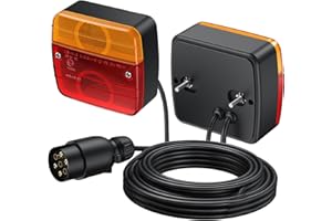 YGiTK 2 piezas Luz Trasera para Remolque 12V Pilotos Traseros Remolque con 7.5 Metros de Cable E13 7 Pines para Camiones Caravanas Furgonetas Barcos Luces Traseras Iluminación