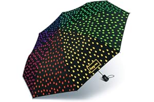 HAPPY RAIN Paraguas negro, cambia de color con la humedad, gotas de lluvia, Negro , talla única