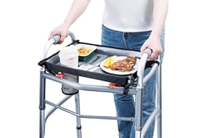 Btstil Walker Tray with Cup Holder, Foldable Trays for Walkers for Seniors, Universal Walker Table Tray for Meals, Reading, Drinks, Removable & Easy Assembly
