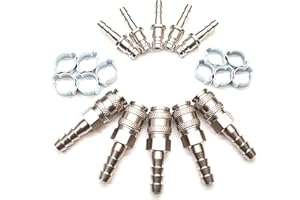 DELTA-P LTD Rectus 21 Tipo - Juego de conectores rápidos con 6 mm Hosetail utilizado en sistemas de poste alimentado con agua, paquete de 5 incluyendo clips de oreja doble