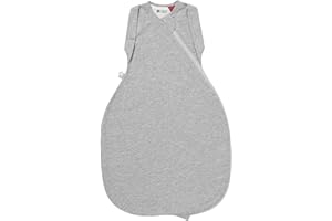 Tommee Tippee Swaddle Bag, 3-6m, 2.5 Tog for 16-20°C, Sky Grey Marl Sleeping Bag, Soft Cotton-Rich Fabric, Healthy Hip Development Design, Bottom to Top Zip