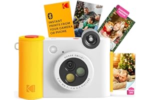 KODAK Smile+ 2-w-1 Cyfrowa Kamera i Drukarka Fotograficzna Bluetooth - 10MP, Obiektyw z Efektami Specjalnymi, Zdjęcia Zink 2x3” z Klejem, Drukowanie z Aplikacją na Urządzenia - Biała
