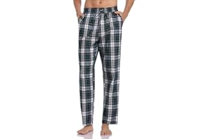 Aseniza Pantalon Pijama Hombre Invierno Largos 100% Algodón Pantalones Pijama Hombre Cuadros Pantalón Pijama de Estar por Casa