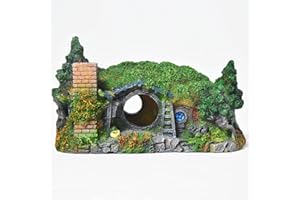 fazhongfa Fish Tank Decoration Hobbit Castle Fish Tank Accessories Betta Toys Decoration for Fish Tank Scene Arrangement Ornaments Fish Tank Resin Decorate