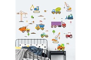 wondever Tatuaż ścienny do pojazdów budowlanych, samochodów, naklejka na ścianę, do samochodów ciężarowych, do pokoju dziecięcego, salonu, pokoju zabaw