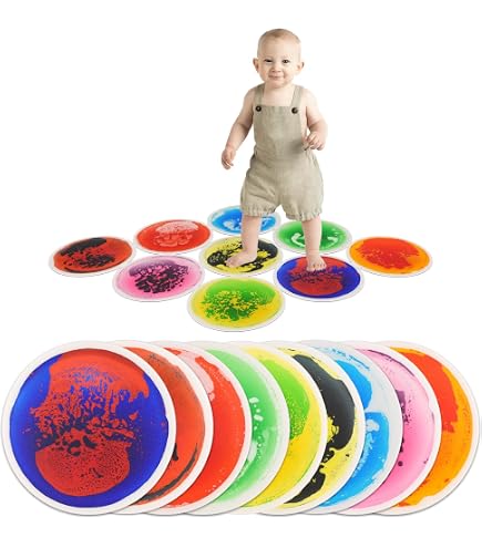 Lot De 6 Tapis Sensoriels En Silicone 24x24 Cm - Motifs En Relief Pour Enfants - Massage Pieds, Jeu Éveil - 3