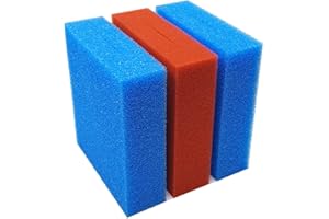 Steppan® Filterschwamm 2 x Blau und 1 x Rot geschlitzt passend für Oase Biotec 5 25 x 25 x 8 cm Blau Grob = PPI 10 Rot Fein = PPI 30 1 Set