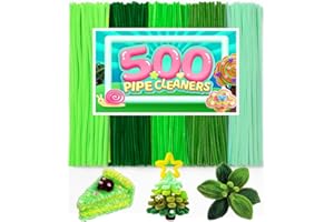 Tiehuoxia 500 PCS Pipe Cleaners, 5 Colors Pipe Cleaners for Crafts, Arts and Crafts Supplies for DIY, Decorations (Green)