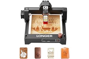 LONGER Incisore laser Ray5 Mini 3,5 W con taglio veloce fino a 12.000 mm/min, area 140x130 mm, Wi-Fi integrato e pulsante di arresto d’emergenza per lavorare in sicurezza.