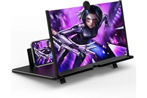 GENÉRICO Lupa de Pantalla,Lupa de Pantalla de Teléfono Móvil de 10/12 Pulgadas,Amplificador 3D HD para Celulares Inteligentes,Amplificador de Pantalla de Teléfono Portátil Ampliadora (Negro-12 Pulgadas)