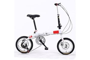 ZDXC Bicicleta Plegable de 14 Pulgadas, Bicicleta Compacta Portátil para Estudiantes de 5 Velocidades, Bicicleta Urbana Ligera para Hombres, Mujeres, Niños, 4 Colores