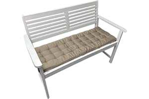 ‎BRANDSSELLER Brandsseller Bankkissen 140x40x4 cm Sitzkissen Polster Bankauflage mit Haltebändern Sitzpolster für Indoor Outdoor gesteppt - Taupe/Beige