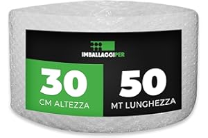 ImballaggiPer Rotolo Pluriball Bolle Grandi, Bobina per Imballaggio e Riempimento, H 30 cm L 50 mt