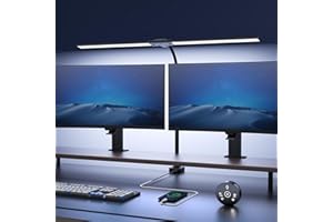 YICAIZI Lampara de Escritorio de LED 24W con Control Remoto - 1500LM 80CM Flexo LED Escritorio con Pinza Luz Leer Puerto de carga USB para Estudiar, Oficina, Negro