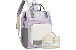 BAGROUPS Handgepäck 40x30x20 Wizzair Wickelrucksack Groß Lässig Wickeltasche Rucksack Wasserdicht mit Kinderwagengurten und Flaschenwärmetasche Diaper Bag für Mama und Papa, Reisen, Outdoor (Lila)