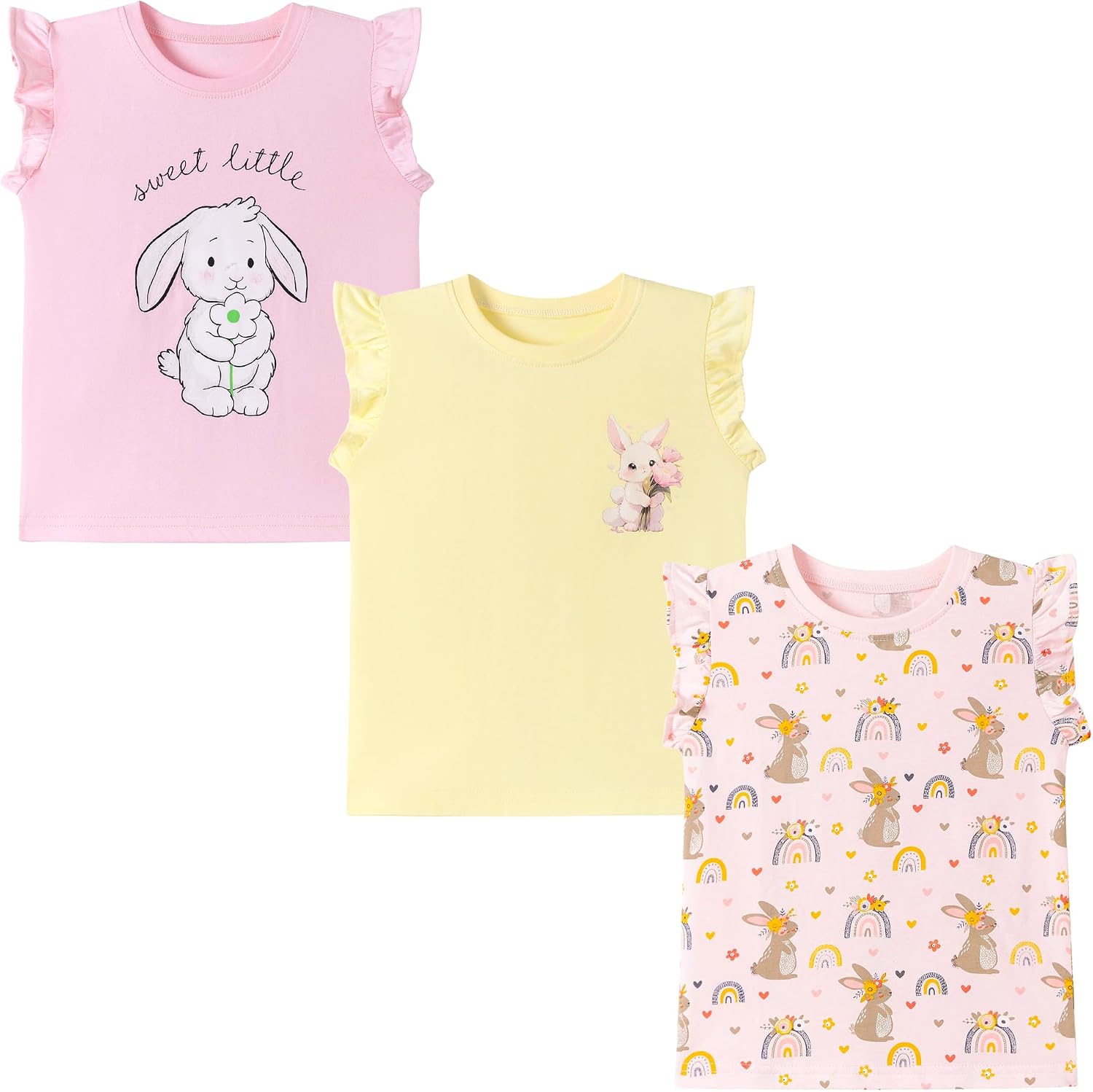 Pilipulu Camisetas de Manga Corta Niñas, Camiseta Algodon para Niña de Verano, Cuello Redondo T-Shirts Moda Informal Tops para Niños 3-8 Años