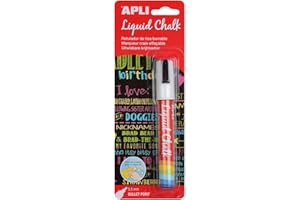 APLI 13954 - Liquid Chalk Punta Redonda Rotuladores de Tiza Borrable, 5,5 mm, Blanco, 1 Unidad