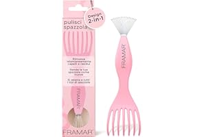 FRAMAR Pulisci Spazzola Per Capelli - Pulisci Spazzole Capelli, Hair Brush Cleaner, Per Spazzole Capelli, Spazzole e Pettini, Spazzola Capelli - Design 2 in 1 Rimuove i Peli All'istante - Rosa