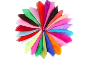 LWMTT Pack of 24 Juggling Cloths, Colourful Cloths, Baby 60 x 60 cm, Chiffon Cloths, Silk Scarves, Baby Square Juggling Cloths for Dancing, Juggling, Sensory, Dance Cloths, Children's Show