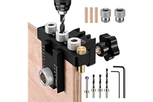 GJCrafts Szablon do wiercenia 8/10/15 mm, praktyczna pomoc przy kołkach rozporowych wyśrodkowanych na drewnie, zestaw do montażu w kształcie kołków rozporowych, otwór kieszonkowy, do obróbki drewna,