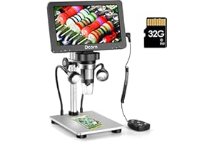 7 Inch LCD Digital Microscope with 32GB TF Card,Dcorn Handheld USB 1200X Magnification 1080P Video Microscope with Metal Stand for Error Coins Soldering Kids,PC View,Windows/Mac Compatible