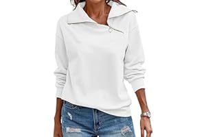 KEBORUILA Pullover Damen Stehkragen Langarm und 1/4 Ausschnitt mit Reißverschluss Frühling Herbst Sweatshirt Oberteile Top