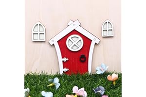 DHinkyoung Luminous Christmas Fairy Door Miniature Pixie Door Glow-in-the-dark Elf Door Enchanted Miniature World Fairy Door Tree Garden Home Decor for Christmas Garden Yard Lawn Tree Decoration (Red)