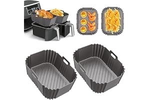 ‎HONYAO HONYAO Dual Zone Heißluftfritteuse Silikonform, 2 Stück Airfryer Zubehör Rechteckig Air Fryer Einsätze Backform kompatibel mit Ninja Foodi cookwise COSORI Anderen Doppelkammer 7,6-10 L