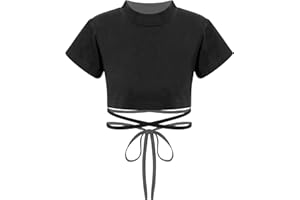 Aislor Crop Top da Danza in Cotone Unisex Bambina Maglietta a Maniche Corte Ballo di Strada Hip Hop Jazz Ragazzo T-Shirt Sportivo Allenamento Jogging Corsa 3-14 Anni