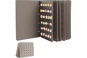 Les-Theresa 8 Pages Enamel Pin Display Pages, Pin Collection Display Book 10.2X8.4In Pin Collector Storage, Brooch Holder Page-Flip Pin Display Holder, Enamel Pin Display Stand For Store 180 (Beige)