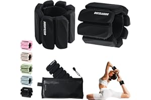 BECOJADDE Ankle Weights for Women Men Set of 2 (0.45 Kg / 0.9 Kg Each) Adjustable Wrist Weights Bracelet for Home Gym Weighted Wristbands Leg Arm Weights for Walking Swimming Running Pilates Yoga