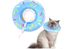 ZIDOLEY Colerette Chat Anti Léchage, Collier de Récupération Souple Anti-Grattage et Anti-Léchage - Confortable et Mignon pour Chiens et Anti-Morsure Léchage pour Cicatrisation (Beignet Bleu, Cou（M:17-27cm）)