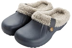 RXLLDOLY Winter Clogs Gefüttert Damen Herren, Warme Hausschuhe Wasserdicht Pantoffeln Plüsch Slider, Unisex Paare Weiche Bequeme rutschfeste Outdoor Winterschuhe Gartenschuhe