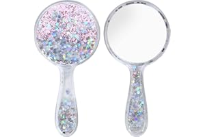 Naapesi Handspiegel,Professioneller Handspiegel mit Griff,Schminkspiegel Runde Form,Friseure Rasierspiegel Kosmetikspiegel, Runde Taschenspiegel für Handheld, Zuhause,Reisenutzung (Rosa)