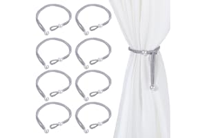 Oruola 8 Stück Vorhang Raffhalter,Gardinen Raffhalter mit Perlenvorhangschnalle,Kordelhalter,Verstellbare Curtain Tiebacks für Zuhause,Hotel,Büro,Fenster,Einfacher Stil Gardinenhalter