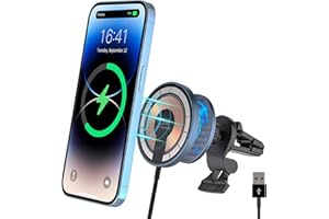 EVARYOO 15W MagSafe-kompatibles Ladegerät,MagSafe Autohalterung,Magnet Auto Handyhalterung mit Ladefunktion für iPhone 14/13/12 Series Phones,Lüftungsschlitzhalterung 360° Drehbar