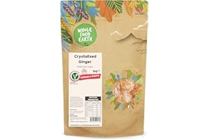 Wholefood Earth Gingembre Confit 2 kg - Vegan, Sans OGM, Idéal en Pâtisserie, Encas Naturel, Sucré et Savoureux, Riche en Saveurs, Qualité Premium