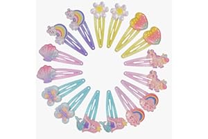Halinuia Lot de 16 Pinces à Cheveux pour Fille, Pinces à Cheveux Colorées, Clip Brillant avec Sirène Licorne Papillon, Pinces pour Fille Femme et Adolescents