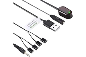 LiNKFOR Extenseur IR avec 1 récepteur et 4 émetteurs Répéteur IR Kit de télécommande infrarouge Système infrarouge caché Compatible avec Box Récepteur TV satellite Lecteur DVD Lecteur Blu-ray