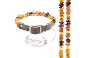 BALTIC ELEMENTS Amber Necklace Dog & Cat - Adjustable Amber Collar - Amber Collar for Large & Small Dogs and Cats (20-22 cm)