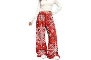 HKUOPW Weihnachtshose Flanell Weihnachts Kuschelhose Komfortable Warme Pyjama Hosen MIT Zuckerstangen Schleifen Mustern Lockere Passform Für Festtage Alltag